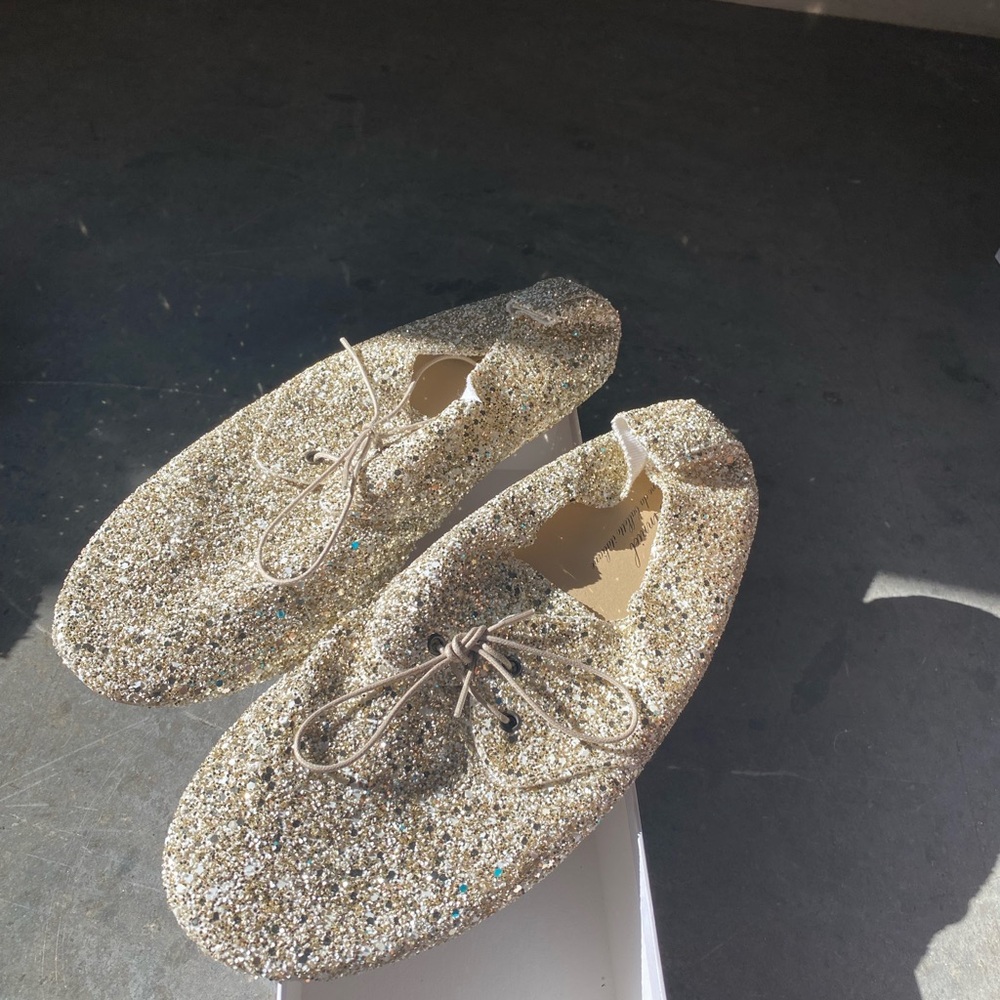 Gold Glitter Lace-Up Shoes